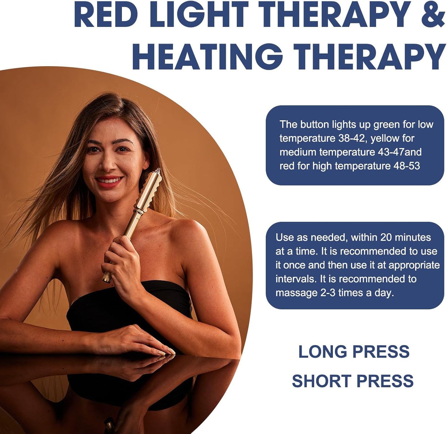Red Light Therapy Massager Stick, Effective Infrared and near Infrared Light Therapy Treatment Device, Red Light Therapy for Face, Rolling Massage Stick with Red Light Therapy for Body