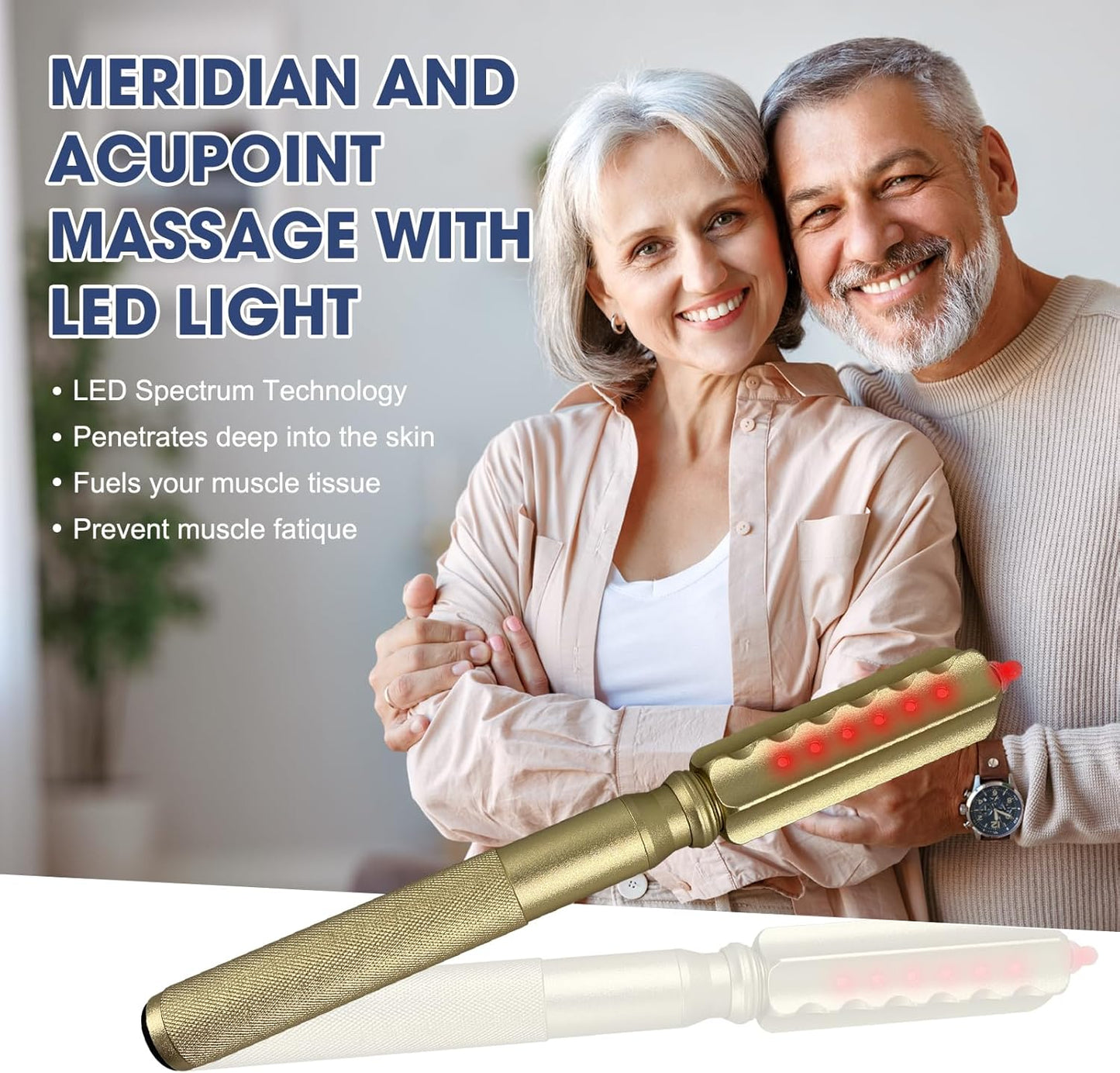 Red Light Therapy Massager Stick, Effective Infrared and near Infrared Light Therapy Treatment Device, Red Light Therapy for Face, Rolling Massage Stick with Red Light Therapy for Body