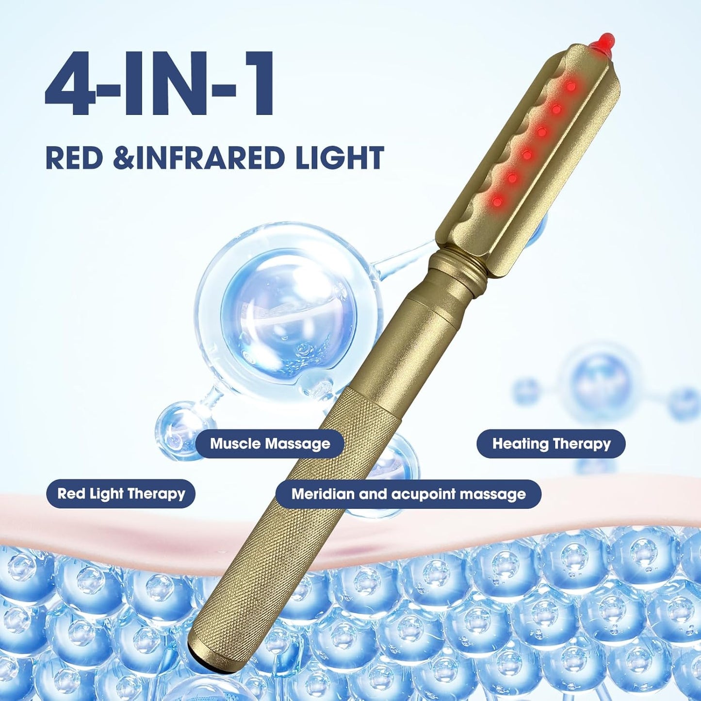 Red Light Therapy Massager Stick, Effective Infrared and near Infrared Light Therapy Treatment Device, Red Light Therapy for Face, Rolling Massage Stick with Red Light Therapy for Body