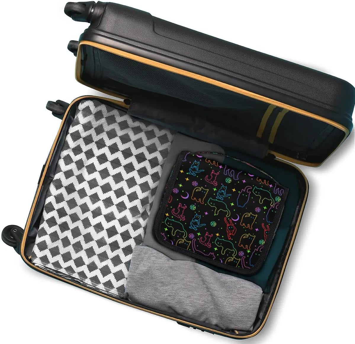 Hanging Toiletry Bag Black Cats, Makeup Cosmetic Bag Bathroom Travel Bag Organizer Large for Women Girls