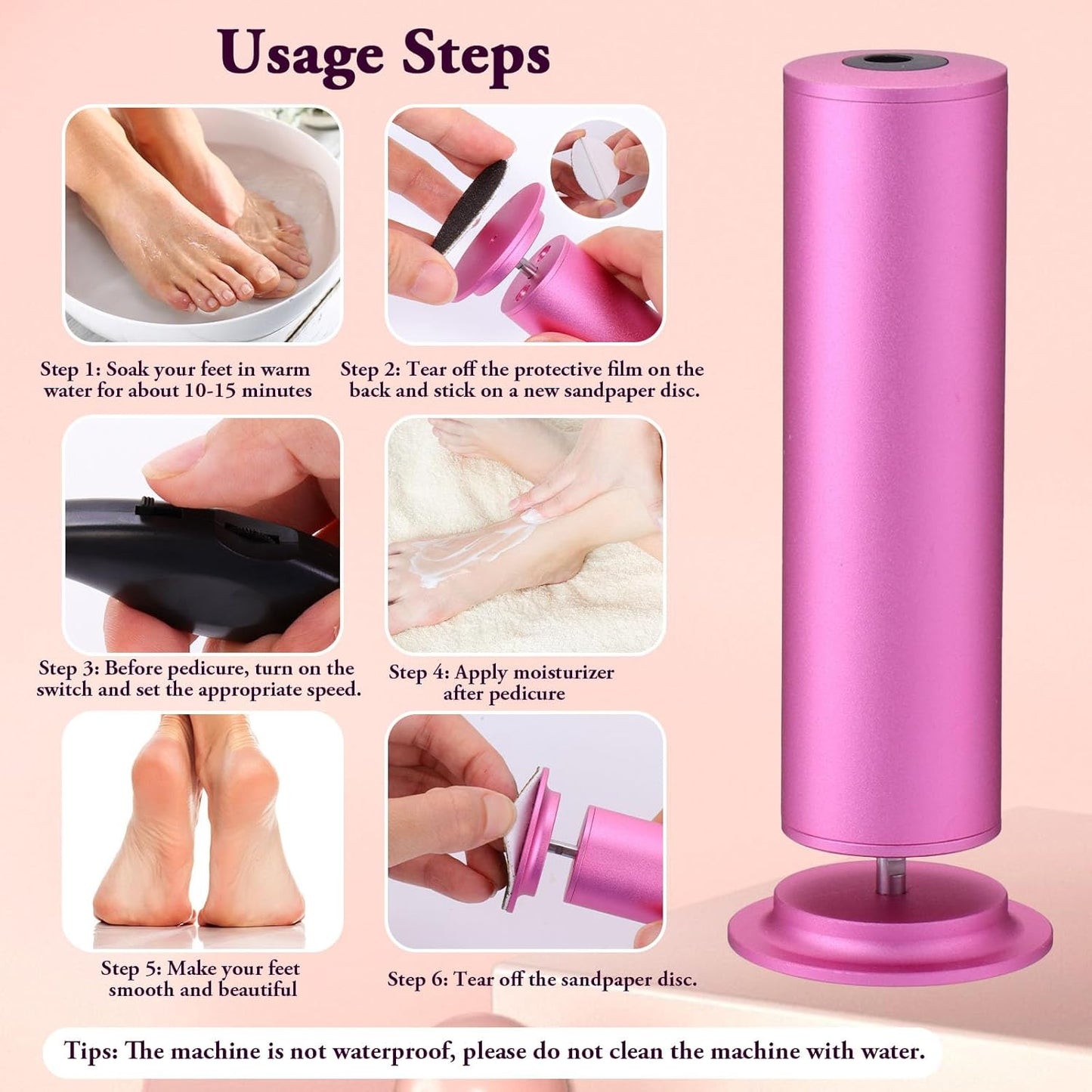 Electric Foot Callus Remover with Adjustable Speed Function (0-600 Rpm),Professional Electric Foot File with 60 Sandpaper Discs,Electric Callus Remover for Feet,Pedicure Tool for Men and Women