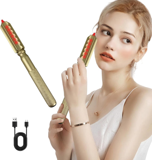 Red Light Therapy Massager Stick, Effective Infrared and near Infrared Light Therapy Treatment Device, Red Light Therapy for Face, Rolling Massage Stick with Red Light Therapy for Body